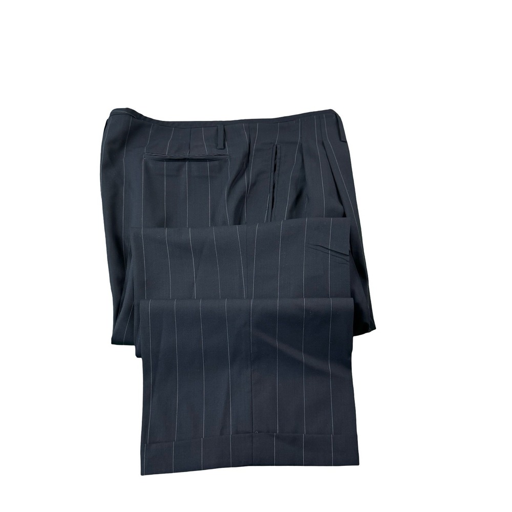 GUCCI Tom Ford Era Navy Pinstriped Pleated Mens Wool Trouser Size 38X30